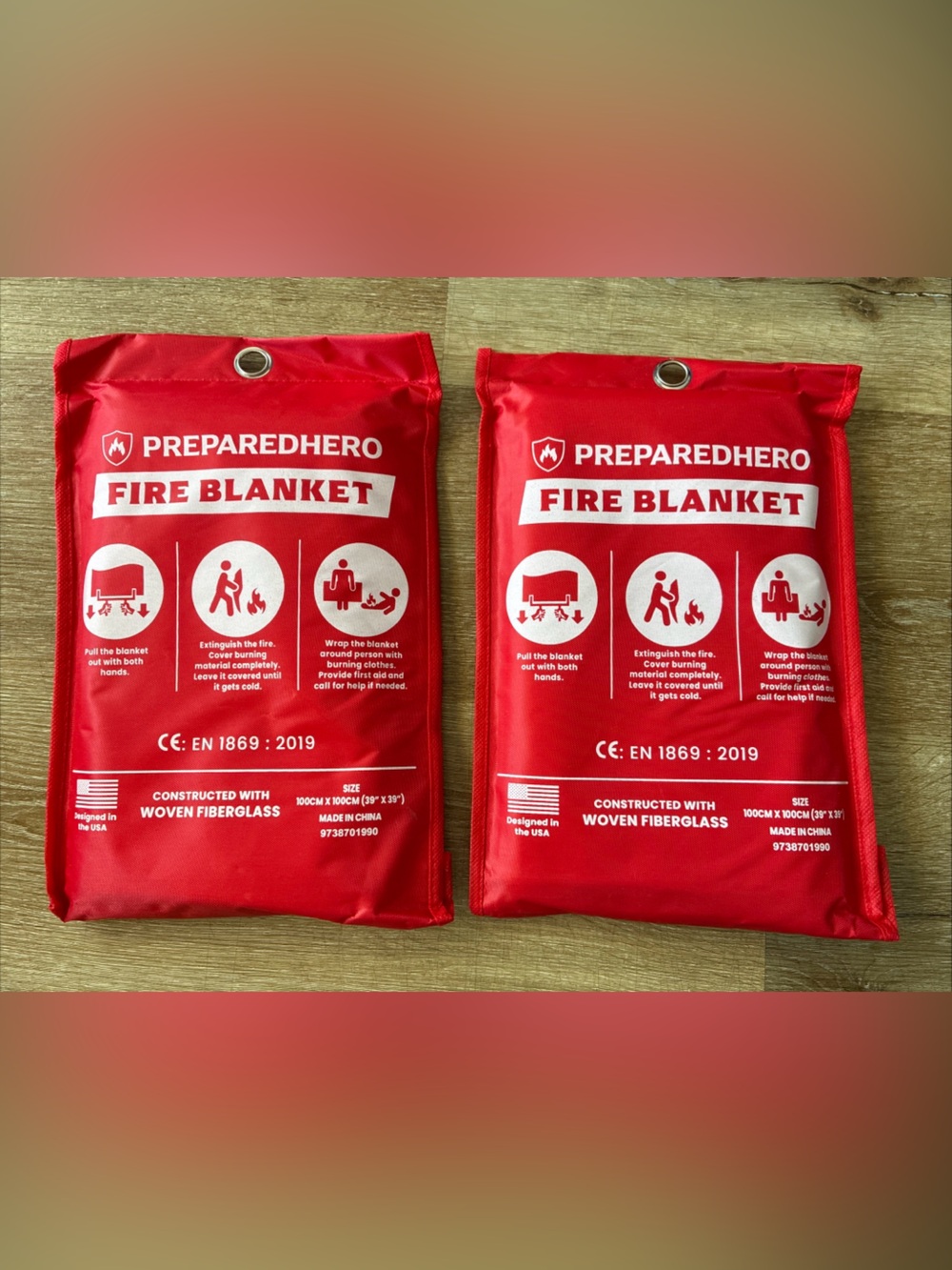 Prepared Hero Emergency Fire Blanket - 2 Pack - Fire Suppression for Kitchen